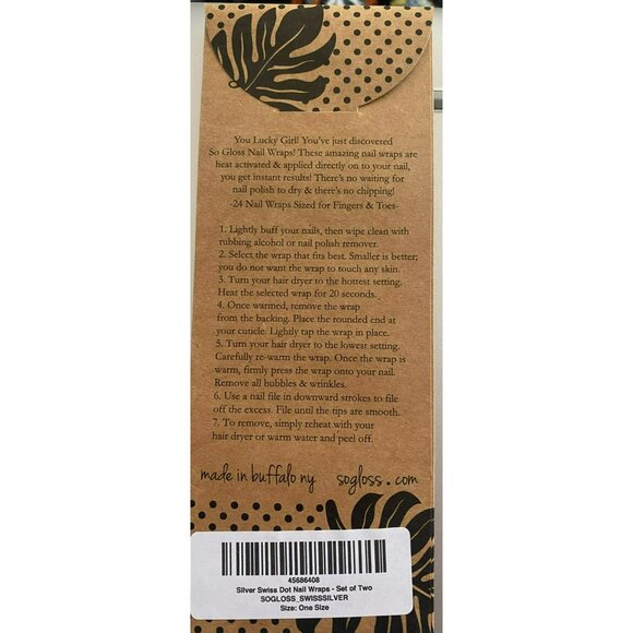 So Gloss Silver Swiss Dot Nail Wraps Heat Activated Set Of Two For Fingers & Toe - Picture 2 of 6